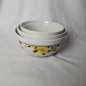 Thomson Pottery Set Of 3 Nesting Mixing Bowls Sunflower